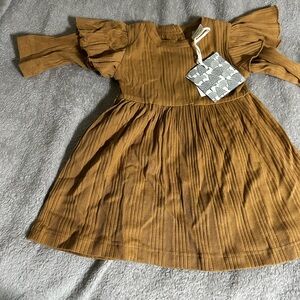 Kate Quinn Organic Cotton Ribbed Dress | 3–6 Months | Golden Brown | NWT